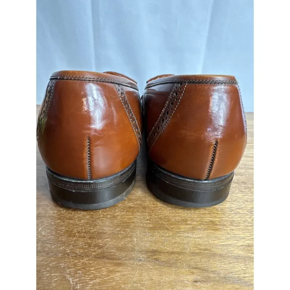 Johnston & Murphy Optima 10.5 Brown Loafers Kiltie Tassel Wing Tip Shoes EUC Men